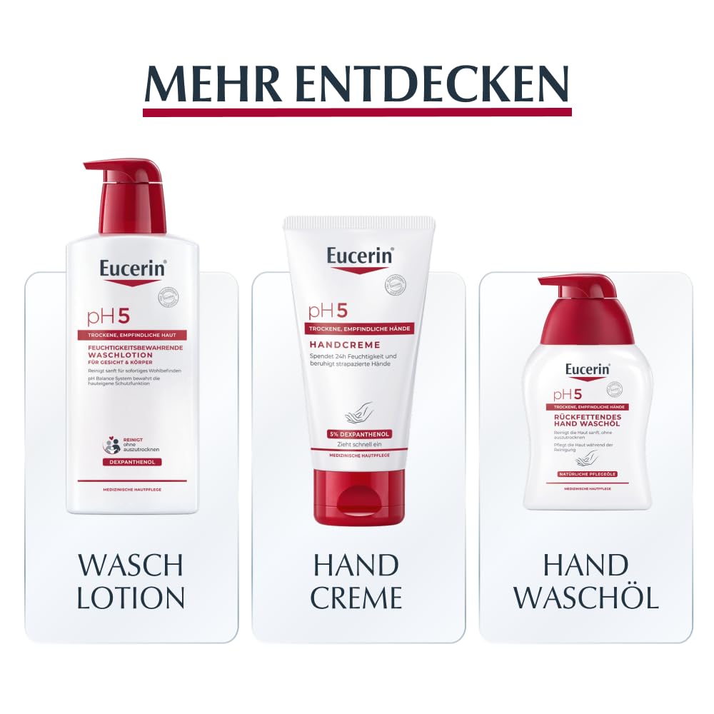Eucerin pH5 Beruhigende Lotion 400 ml, Körpercreme mit Dexpanthenol und Glycerin spendet langanhaltend Feuchtigkeit, intensive und leicht parfümierte Hautpflege für strapazierte und empfindliche Haut
