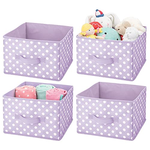 Mdesign Fabric Bin For Cube Organizer - Foldable Storage Cube - Collapsible Closet Storage - Cloth Bin Box For Child/Kids Bedroom, Nursery, Toy Room - Polka Dot Print - 4 Pack - Light Purple/White #TOP18