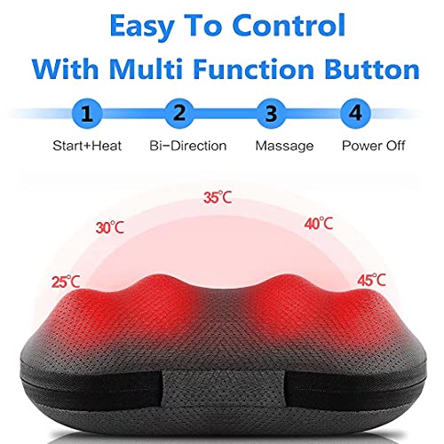 Viktor Jurgen Shiatsu Masssage Pillow Neck Shoulder Back Massager With Heat -Gifts For Men/Women -Deep Tissue Massaging For Muscle Pain Relief For Full Body Neck Shoulders Back Foot (Black 1) #TOP2