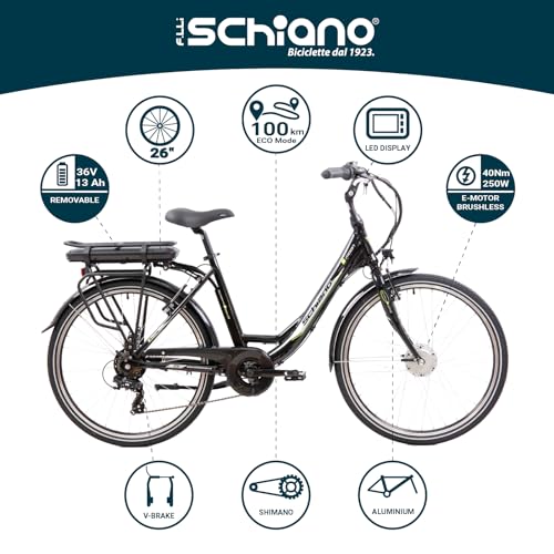 Variante de F.lliSchiano Bicicleta eléctrica urbana 26 pulgadas Negra 36V 13Ah