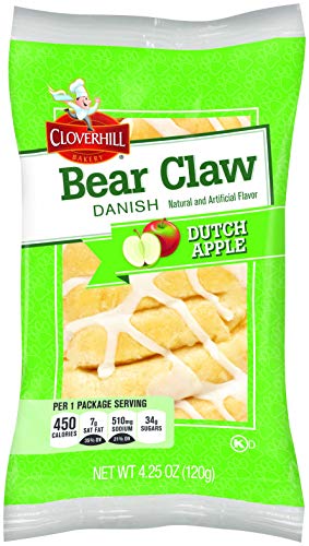 Cloverhill Danish Fruit Pastry Variety Pack | Strawberry, Cherry, Blueberry and Apple Bear Claws, Pack of 12