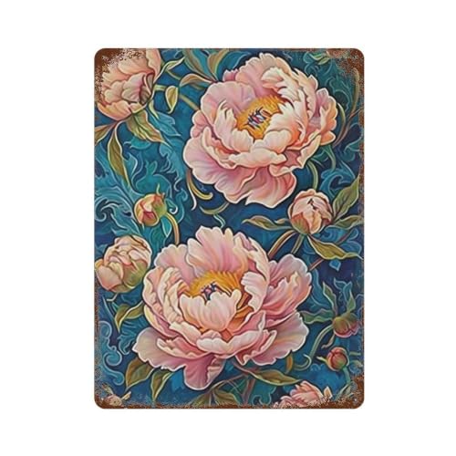 Décoration murale vintage en fer blanc pivoine pour sublimer votre salon de jardin