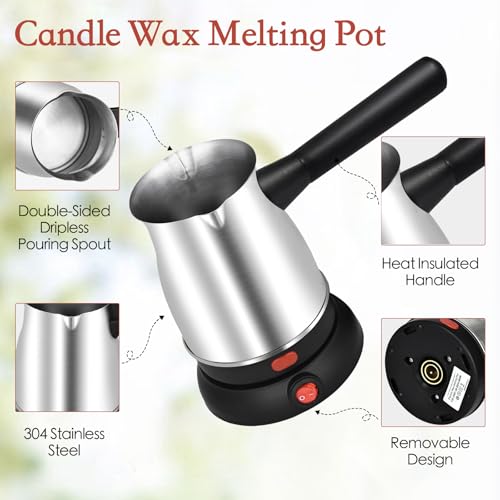 TOKPELA Wax Melter for Candle Making, Stainless Steel Electric Candle Wax Melter, Double Pouring Spout Candle Wax Melting Pot with 51IN Cord and Hot Plate, Candle Making Pot Kit for Beginners - Image 3