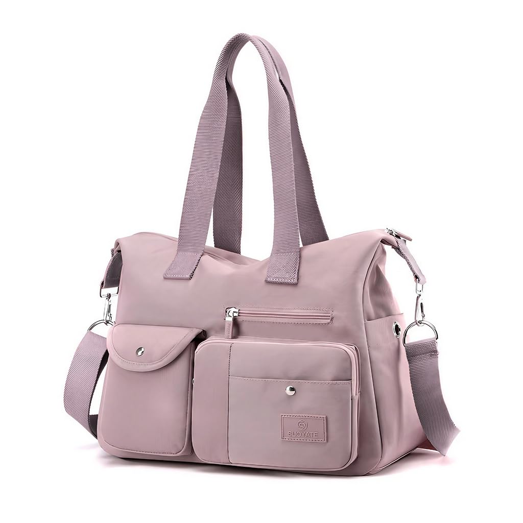 ZIBUYU® Women Shoulder Bag Fashion Pink Nylon Hand Bag Carry-on Tote Bag with Removable Shoulder Shoulder Strap Large Multi Pockets Duffel Bag Garment Bag, 38x20x31cm (B0DBH296GP) Amazon Price History, Amazon Price Tracker