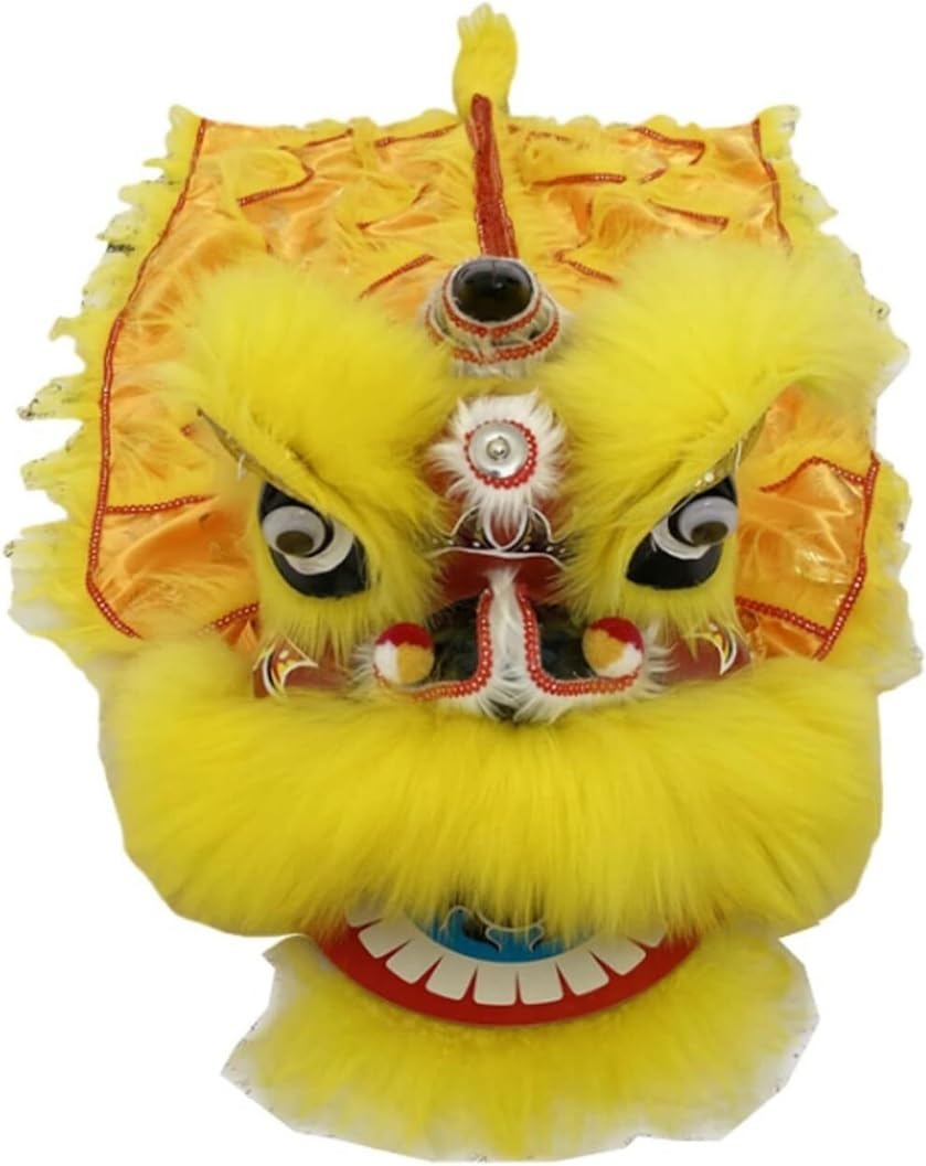 Krxsobnv Yellow Lion Dance Clothes, 9 Inch Chinese New Year Dragon Dance Traditional Folk Performance Props Lion Crafts