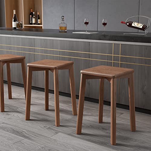 KungFuWood Esszimmerstühle, Massivholz Küchenstühle mit Cross Braced Strukturen, Stabile und Einfache Montage Esszimmerstuhl mit Stapelbaren Design für Wohnzimmer, Bar, Büro, etc(Walnussbraun) Cover