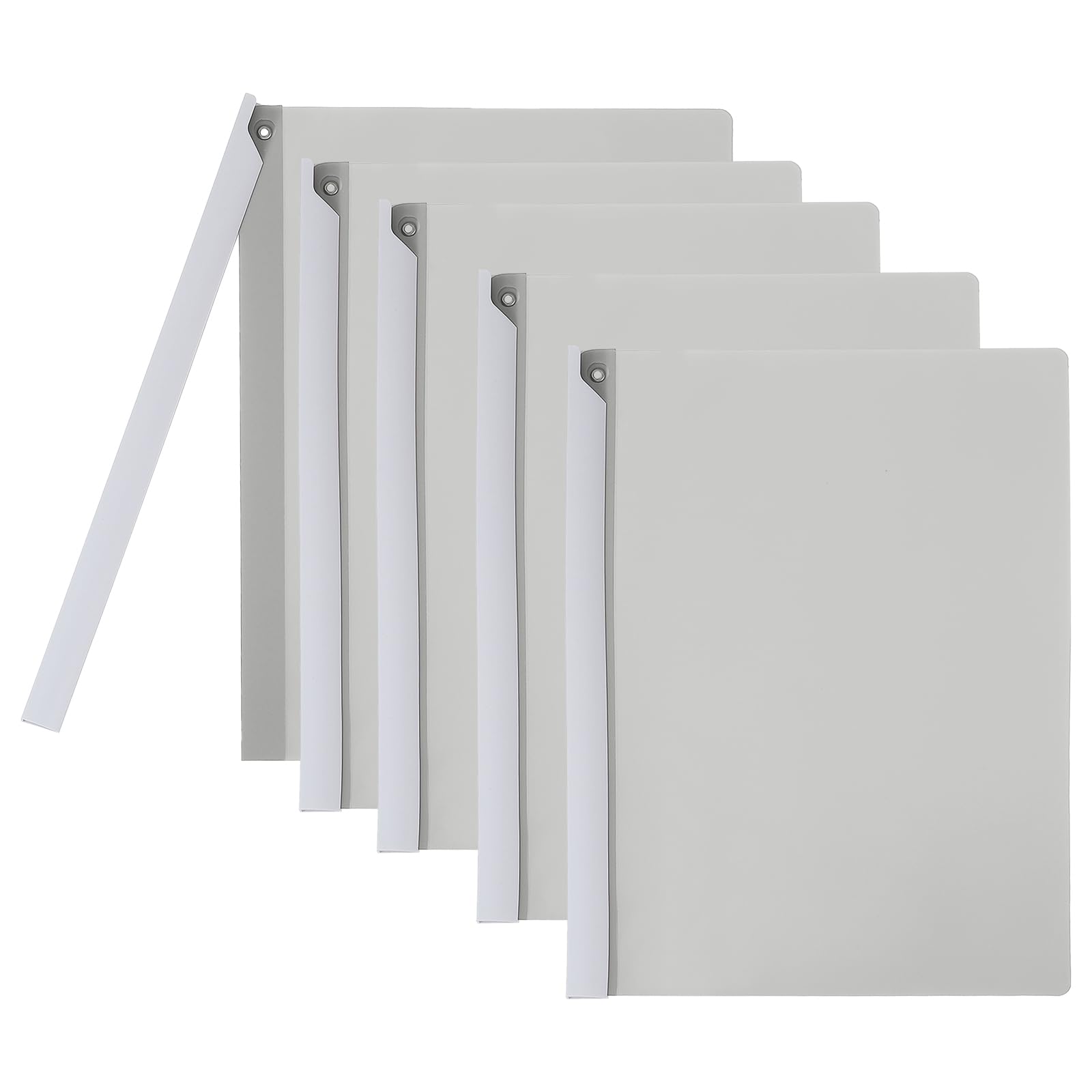 PATIKIL Clear Document Report Folder with Swing Clip Colourful Presentation Covers with Triangular Sliding Bar Punchless Side Open Close for Project File Test Paper Resume,Grey,5Pcs