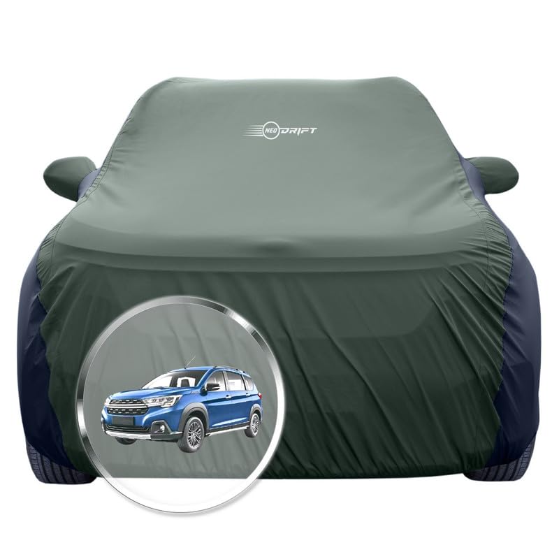 Image of NEODRIFT 'SuperTech' Car Cover for Maruti Suzuki XL6 L-A (100% Water-Resistant, All Weather Protection, Tailored Fit, Multi-Layered & Breathable Fabric) (Colour: L.Green+Black) (Model: 2019-2021)