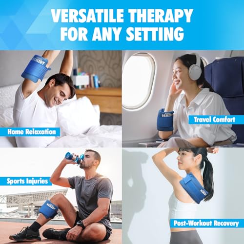 Image of Perfect Remedy 2-Pack Gel Ice Packs for Injuries with Strap Cover, Flexible Hot Cold Compress, Soothing Soft Ice Packs for aid in Injuries Conditions, Alternative to Hot Water Bottles (Blue, Regular)