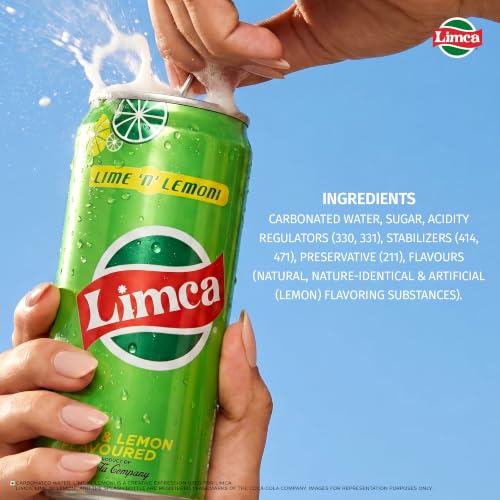 Image of Limca Soft Drink - Lemon Flavor, 300ml Tin