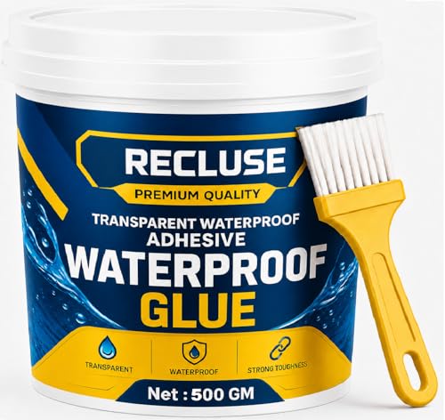Image of RECLUSE Transparent Waterproof Glue 500GM | Heavy Duty Leak Proof Adhesive | Strong Sealant for Roof, Wall, Tile & Pipe Repair | Strong Bond for Tile,Concrete,Metal,Wood,Plastic & Ceramic