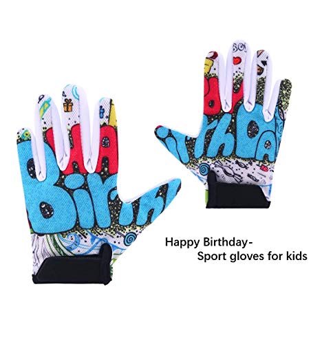Roaming Kids Gloves for Age3-10, Great for Boys Girls Outdoor Sports, Cycling, Riding, Climbing, Scooter etc. (5-6Years, HappyBirthday-Long Finger) - Thumbnail 2