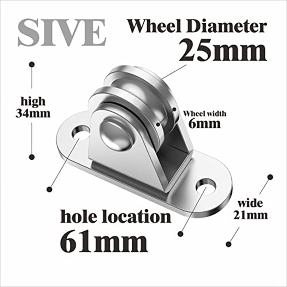 Polea pequeña de acero inoxidable 304, paquete de 8 bloques silenciosos para manejo de materiales, proyectos de bricolaje, resistente, funcionamiento suave, duradero y resistente a la corrosión