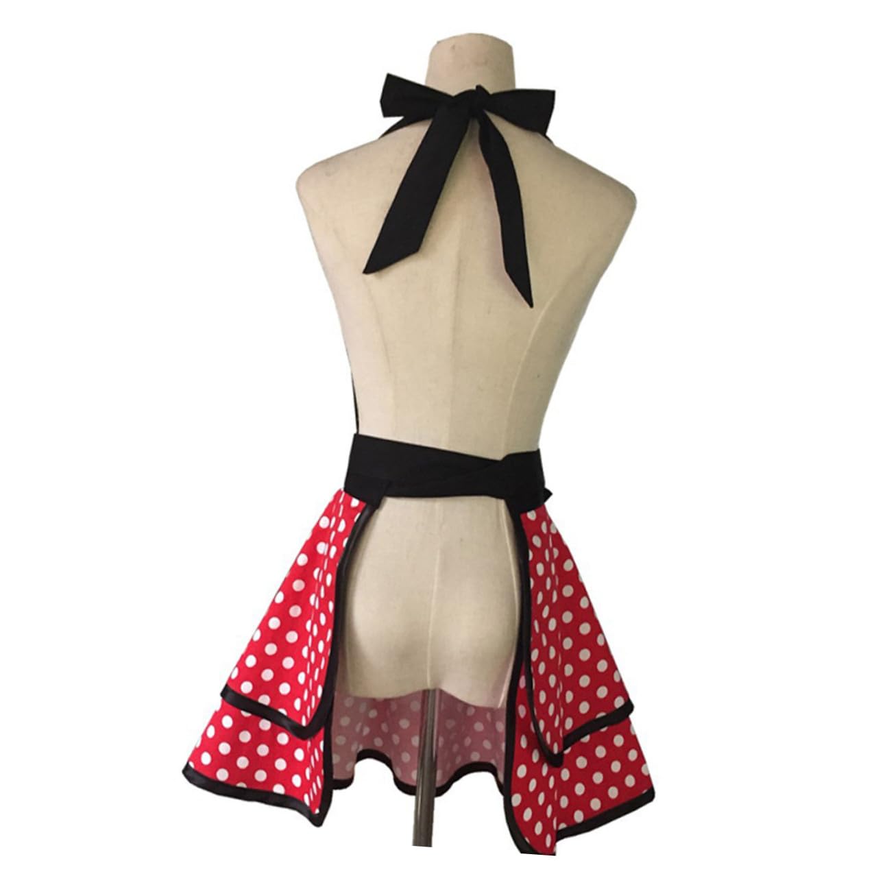 Toyvian Grembiule da Cucina Fantasia Pois Stile Fashion in Cotone Doppio Strato Comodo e Resistente Donna per Pulizia e Lavoro in Hotel