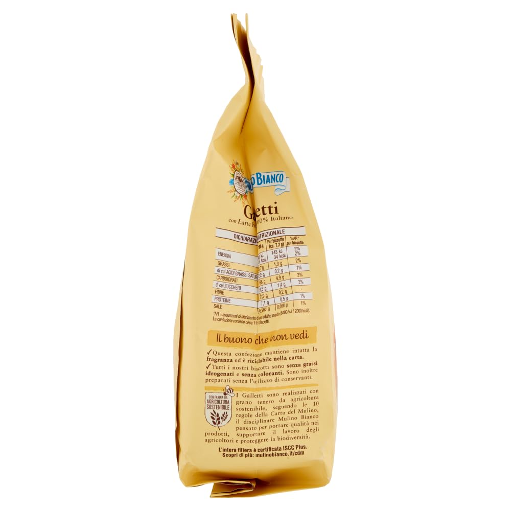Italian Gourmet Galletti Biscotti Kekse mit Milch und Zucker 12 x 800g | Dolci frollini da colazione, knusprig gebacken, gut zum Kaffee, Kakao, Tee, Gesamtnettogewicht 9,6 kg + Kostenlos Polpa 400g