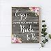 Andaz Press Wedding Bridal Shower Party Signs, Rustic Gray Wood Pink Floral Flowers, 8.5x11-inch, Enjoy Some Tea with the Bride to Be, 1-Pack, Unframed