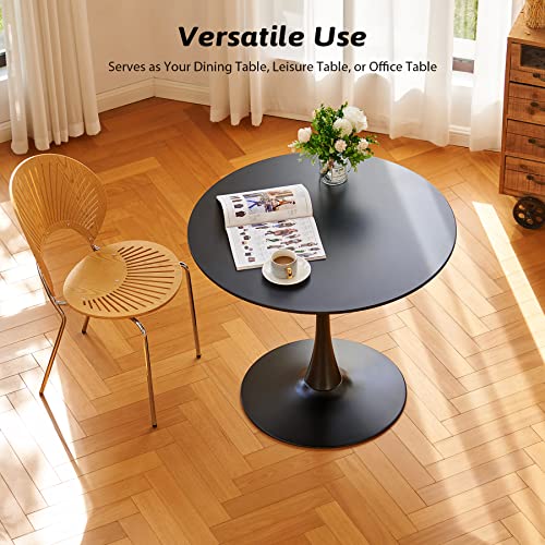 VONLUCE Black Round Dining Table, 36\" Tulip Table, Kitchen & Living Room Table for 4-6 People, Modern MDF Top & Pedestal Base