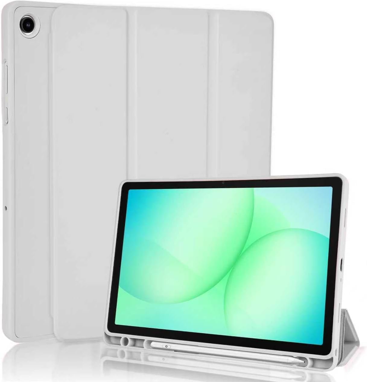 Hülle Kompatibel mit Samsung Galaxy Tab A9 Plus / A9+ 11 Zoll 2023, SM-X210/X215/X216/X218, Hülle mit Stifthalter, Trifold Ständer Schutzhülle, Auto Schlafen/Wachen for Samsung Tab A9+, Grau