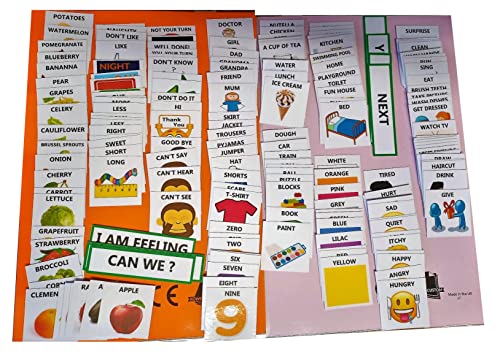 Autism Non Verbal communication Bumper pack of communication flash cards, learning tool of English for beginners, pre school SEN PECS - 210 pieces