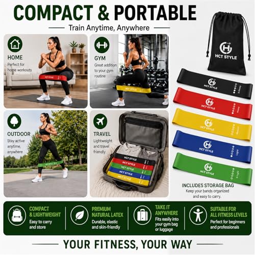 Image of Loop Resistance Bands for Working Out, Exercise Bands Set of 5
