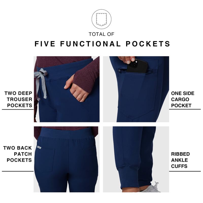 Kitmaz Pantalones de Trabajo médico para Mujeres - Medio Alto 4 vías Stretch Anti-Trenzado Pantalones de Jogging con Cremallera de Cuerda y 5 Bolsillos