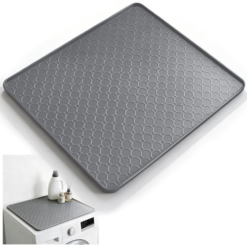 Image of 19.7 inchx19.7 inch Waterproof Silicone Floor Mat for Mini Fridge Mat, Refrigerator Tray & Drip Mat with Raised Edges, Fits Under Sink, Washer & Cooler, Anti-Slip(Grey)