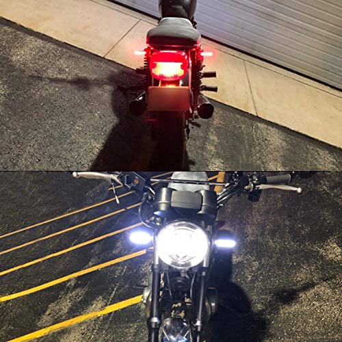 Livtee Super Bright 4Pcs Motorcycle Indicators Flowing Turn Signal Brake Lights & Daytime Running Lights 12V For Motorbike Scooter Quad Cruiser Off Road, White/Red/Amber #TOP5