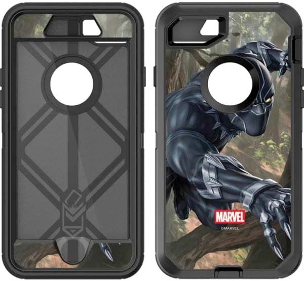 Skinit Decal Phone Skin Compatible with OtterBox Defender iPhone 7 - Officially Licensed Marvel Black Panther Night Time Watch Design
