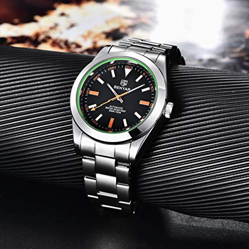 BENYAR Classic Men's Automatic Mechanical Watch Stainless Steel Strap Waterproof Luminous Simple Business Sports Wristwatch… - Image 3