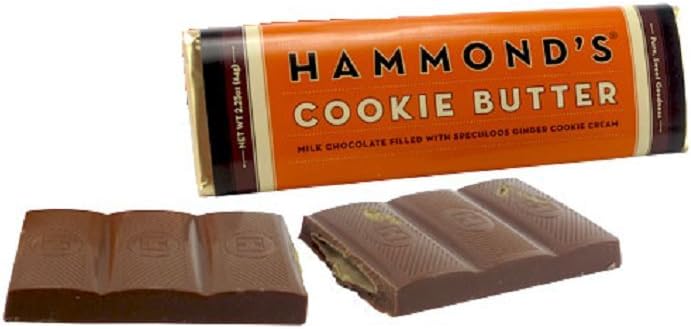 Hammond's Cookie Butter Candy Bar 2.25 oz Milk Chocolate With Speculoos Ginger Cookie Cream Filling