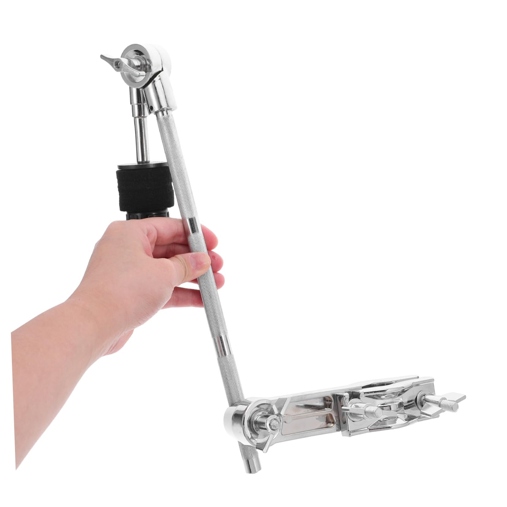 BESTonZON Stojak na perkusję Stacker Boom Mount Cymbal akcesoria perkusyjne ramię statywu do talerzy stojak na talerze typu boom Uchwyt pręta L-ramię Metal Srebrny