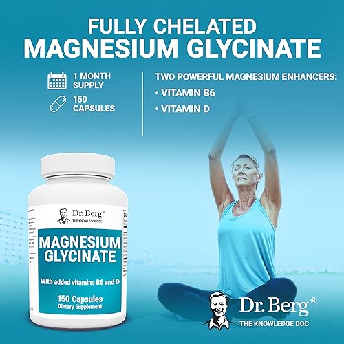 Dr. Berg's Magnesium Glycinate 400mg Fully Chelated Veg Capsules for