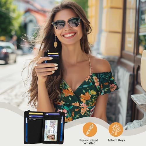 Image of Yonlevres Credit Card Holder Slim Wallet, RFID Wallet Women Front Pocket Small Card Holder, Travel Cute Funny Thin Card Case ID Window PU Leather RFID Blocking Card Organizer Gifts Girls Ladies