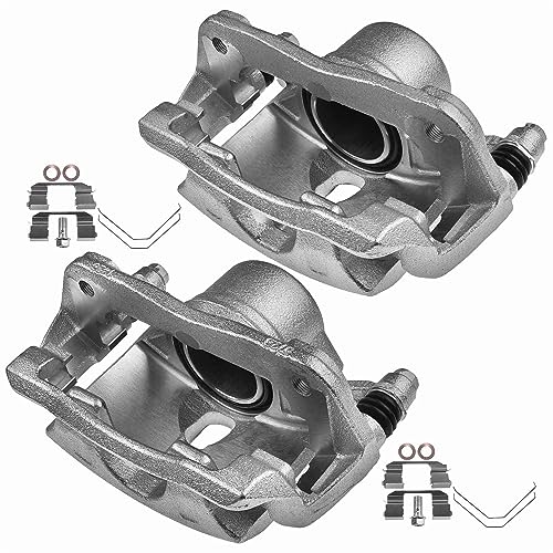 2x Front Brake Caliper Driver & Passenger Side Caliper Assembly W/Mounting Bracket & Metal Piston For 2002-2004 Honda Cr-V For 2003-2011 Honda Element 9B2662 19B2663