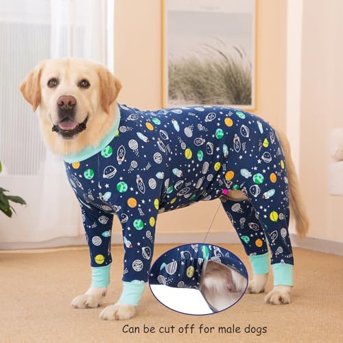 Image of Recovery Suit for Large Medium Dogs After Surgery, Soft Breathable Anti Licking Dog Onesie E-Collar & Cone Alternative, Pet Bodysuit for Preventing Hair Loss Full Cover Wound(3XL, Rocket)