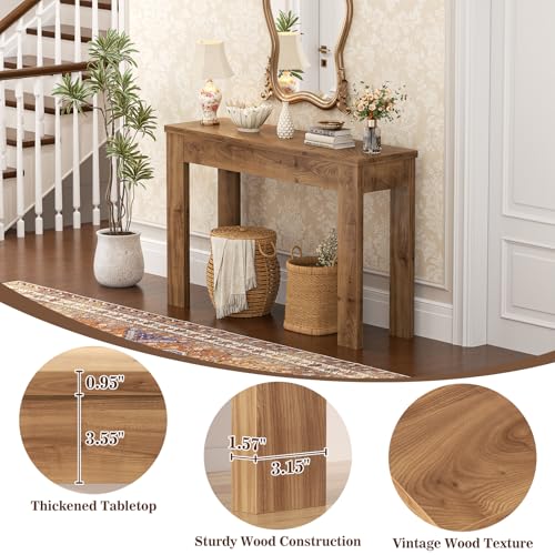 Image of Armocity Console Table, Small Farmhouse Wood Entryway Table, Sofa Tables Narrow Long Behind Couch, Entry Table for Entrance, Hallway, Living Room, 32 inch, Brown Oak