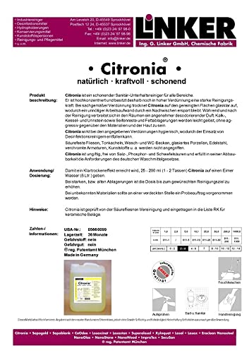 Citronia Sanitärunterhaltsreiniger 10,1 Liter Kanister ohne Flasche | Reiniger | Hygiene | Reinigungsmittel | Reinigungschemie |