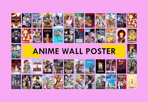 Image of Pack of 54 Anime Wall Collage Kit Posters - 4 x 6 Inches Wall Decor Poster - Wall Art For Bedroom, Living room, Office - 1 Tissue Tape