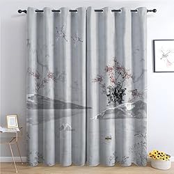 Paneles Japoneses Para Habitaciones Juveniles THYUNQ Cortinas Salon Dormitorio, Cortinas Chinas Japonés - Cortinas Opacas Termicas con Ojales, Cortina Ventana Estampadas para Habitacion, 140x180 cm 2 Piezas