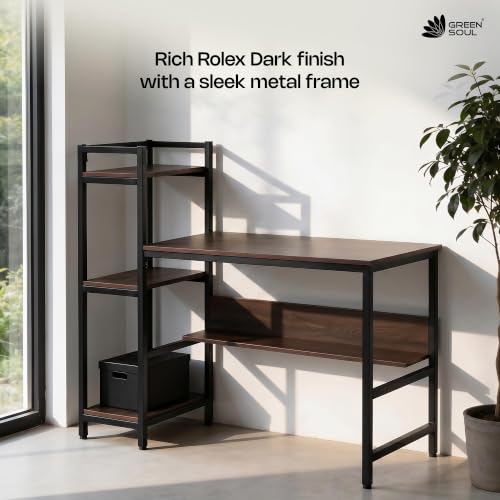 Image of Green Soul Harmony Computer Table for Home PC | Office Table for Home for Students and Adults | 3-Years Assurance | Rolex Brown | Installation Provided