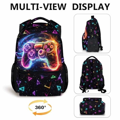 Boys Backpack, Colorful Game Schoolbag for Kids, Cool Backpack for Gift, 17 Inch Student Bookbag for Outdoor Hiking Picnicking and School4