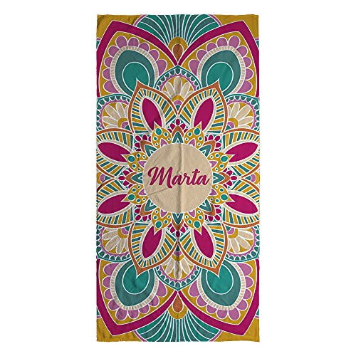 LolaPix Toalha de praia. Presentes personalizados. Toalha personalizada com nome. Vários desenhos. Mandala Amal