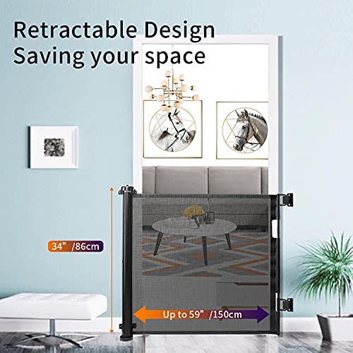 Upgraded Retractable Baby/Pet Gates - Silent One Handed Operation 150x86CM Gates Suitable for Dog, Child and Baby Indoor/Outdoor - Image 3
