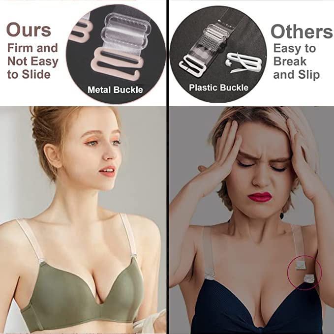 Clear Bra Strap Invisible Adjustable Shoulder Strap, 4 Pairs Max Length 65cm/26.6in Soft Non-Slip Bra Straps4