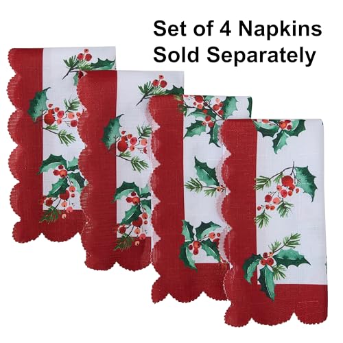 Servilletas de Tela Navideñas Nature’s Poinsettia Set de 4 miniatura 2