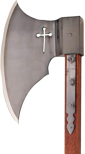 Miniatura 2 de Windlass Cruz perforada con cabeza de acero forjada a mano con agarre de cuero y cubierta - Hacha Tomahawk de caza, campamento, batalla
