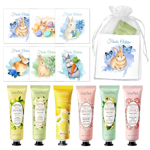 Crema de Manos, 6PCS Crema manos, con pegatina de semana santa, Crema Manos Regalo, Crema Hidratante De Manos, Crema de manos Pascua, Regalos mujer Pascua, Regalo para Pascua Acción de Gracias