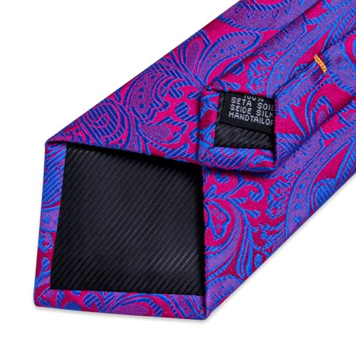 Image of DiBanGu Paisley Ties for Men Silk Necktie and Pocket Square Cufflinks Tie Clip Set Woven Classic Mens Tie for Wedding Party