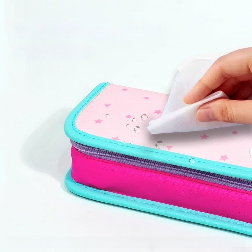 Estuche Tres Compartimentos Grande Multicapa Lápices Rotuladores Tela Oxford Impermeable Uso Diario Escuela Universidad 22x10x8cm(pink)