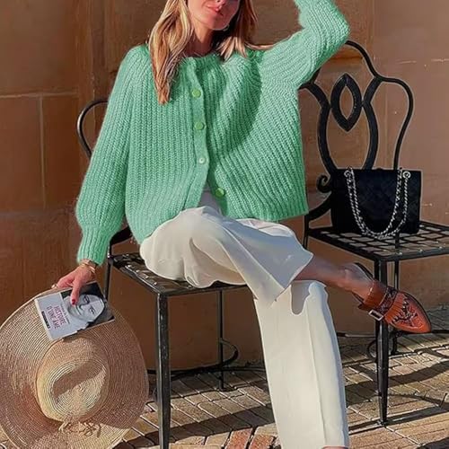 Image of Sumleno Womens Open Front Button Down Sweater Long Sleeve Y2k Chunky Knit Cardigan Trendy Fall Outfits Casual Knitwear Coats